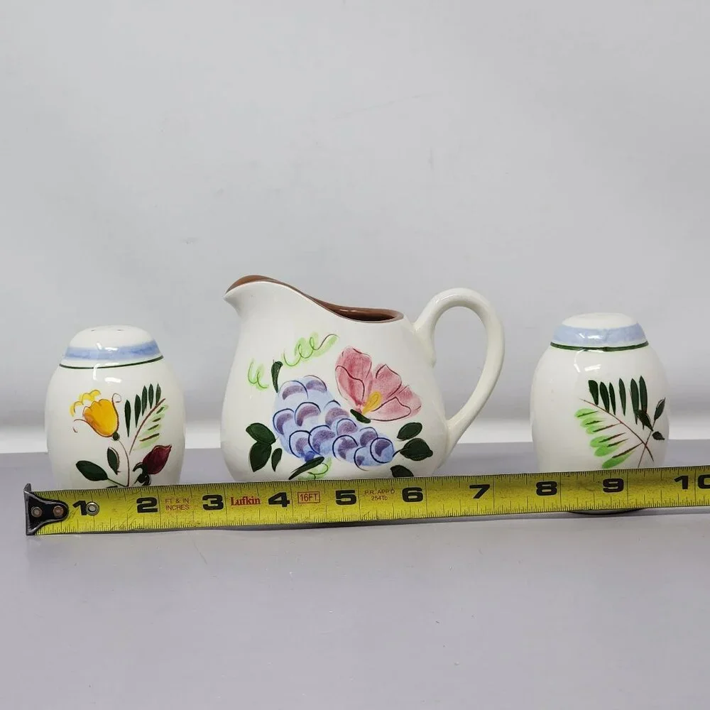Vintage Stangl‎ Handcrafted Earthenware Creamer & Salt Pepper Shakers Set